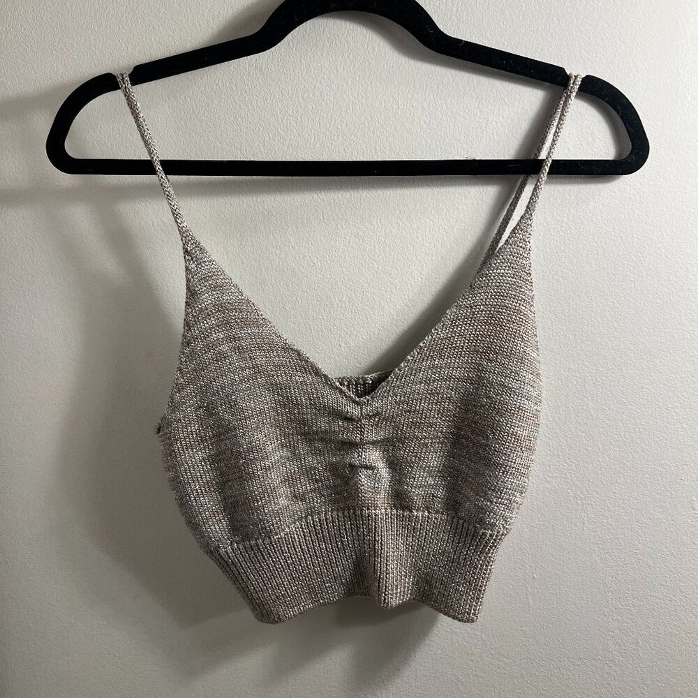 Amuse Society Silver Knit Crop Top S